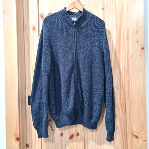 LL Bean Mens Full Zip Heavy Blue Sweater Cardigan 0YR26 Heritage Grandpa Size XL